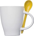 Ceramic cup with a spoon, yellow