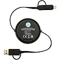 Chechia 5-in-1 recycled plastic 100 cm retractable data sync and 45W fast charge cable, solid black