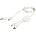 Citala 5-in-1 recycled plastic 150 cm data sync and 27W fast charge cable, white