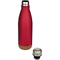Cove 500 ml double wall vacuum insulated stainless steel water bottle with cork details, red