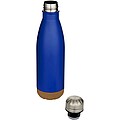 Cove 500 ml double wall vacuum insulated stainless steel water bottle with cork details, royal blue