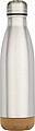 Cove 500 ml double wall vacuum insulated stainless steel water bottle with cork details, silver