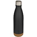 Cove 500 ml double wall vacuum insulated stainless steel water bottle with cork details, solid black