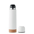 Double wall vacuum insulated flask in recycled stainless steel with cork detail base