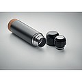 Double wall vacuum insulated flask in recycled stainless steel with cork detail base