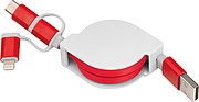 Extendable charging cable with 3 plugs