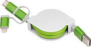 Extendable charging cable with 3 plugs