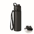 Foldable silicone sports bottle, black