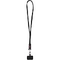 Franz recycled plastic smartphone lanyard with built-in data sync and 65W fast charge 5-in-1 cable, solid black