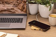 FSC® bamboo 10W wireless charger with USB