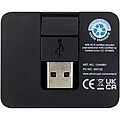 Gaia 4-port USB hub with USB-A and Type-C output and dual input - made from recycled plastic, solid black