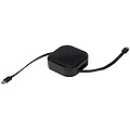 Gloas 5-in-1 recycled retractable data sync and 100W fast charge cable with smartphone tool kit, solid black