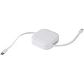 Gloas 5-in-1 recycled retractable data sync and 100W fast charge cable with smartphone tool kit, white
