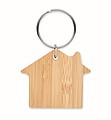 House shaped bamboo key ring