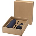 Illuminate 650 ml RCS recycled double wall stainless steel water bottle with 3-piece lid set, navy