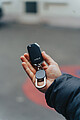 Keyfinder keychain with worldwide locating and USB C, black, grey