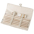 Linen and cotton sleeve with 6 coloured pencils, pencil sharpener, and eraser.