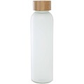 Lume 500 ml matte soda lime glass bottle with bamboo lid, white