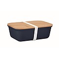 Lunch box with bamboo lid, french navy