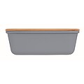 Lunch box with bamboo lid, petrol