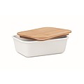 Lunch box with bamboo lid, white