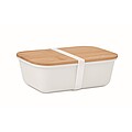 Lunch box with bamboo lid, white