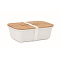 Lunch box with bamboo lid, white