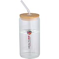 Mirage 500 ml single-walled borosilicate glass jar with bamboo lid, transparent