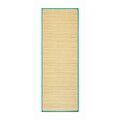 Natural straw beach mat, turquoise