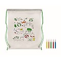 Non woven kids bag with pens, lime