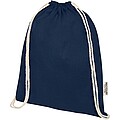 Oregon 140 g/m2 GRS recycled cotton drawstring bag, navy