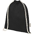 Oregon 140 g/m2 GRS recycled cotton drawstring bag, solid black
