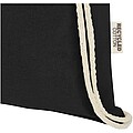 Oregon 140 g/m2 GRS recycled cotton drawstring bag, solid black