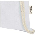 Oregon 140 g/m2 GRS recycled cotton drawstring bag, white