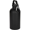 Oregon 400 ml matte RCS recycled single wall stainless steel water bottle with carabiner, solid black