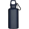 Oregon 400 ml solid colour RCS recycled plastic water bottle with carabiner, navy blue
