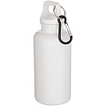 Oregon 400 ml solid colour RCS recycled plastic water bottle with carabiner, white