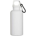 Oregon 400 ml solid colour RCS recycled plastic water bottle with carabiner, white