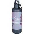 Oregon 750 ml solid colour RCS recycled plastic water bottle with carabiner, hale blue