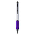 Plastic ballpen with coloured rubber grip, blue ink