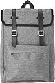 Polyester (300D + 210D) backpack with zippered front pocket.
