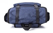 Polyester (300D + 210D) backpack with zippered front pocket.