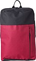 Polyester (600D) backpack with zippered front pocket. Adjustable and padded shoulder straps.