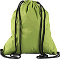 Pongee (190T) drawstring backpack. The front has a pocket with zipper.