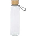 Porto 500 ml glass water bottle with silicone handle and bamboo lid, grey