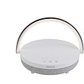 Prixton 4-in-1 10W Bluetooth® speaker with LED light and wireless charging base, white