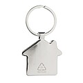 RCS recycled zinc alloy house keychain with bamboo, silver