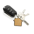 RCS recycled zinc alloy house keychain with bamboo, silver