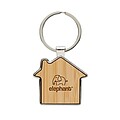 RCS recycled zinc alloy house keychain with bamboo, silver