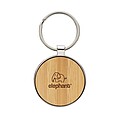 RCS recycled zinc alloy round keychain with bamboo, silver